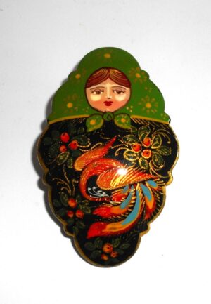 Hairclip “Firebird” green scarf Babooshki s