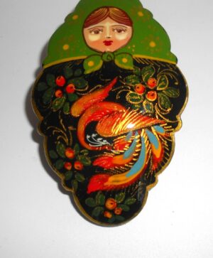 Hairclip “Firebird” green scarf Babooshki s