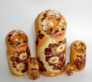 Perl girl in coffee dress nesting Doll Babooshki s