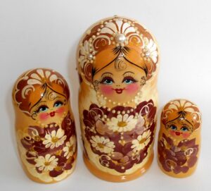 Perl girl in coffee dress nesting Doll Babooshki s