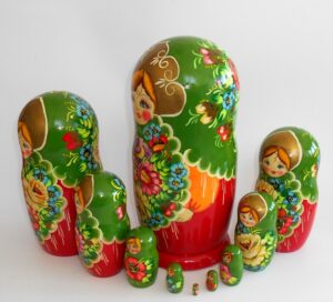 GIANT Ksenia in green huge 10-set nesting Doll Babooshki s