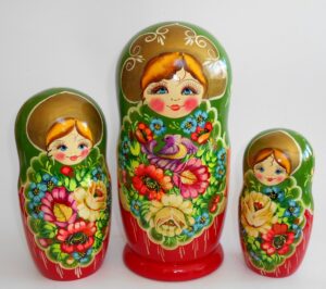 GIANT Ksenia in green huge 10-set nesting Doll Babooshki s