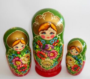GIANT Ksenia in green huge 10-set nesting Doll Babooshki s