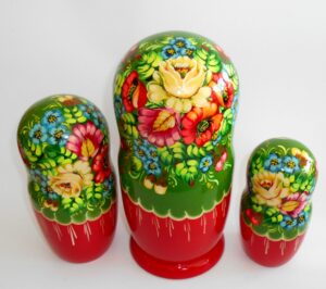 GIANT Ksenia in green huge 10-set nesting Doll Babooshki s