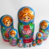 GIANT Ksenia in blue huge 10-set nesting Doll Babooshki s