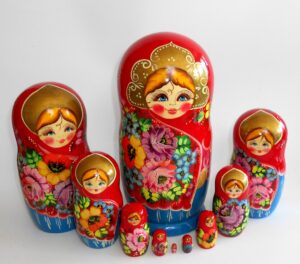 GIANT Ksenia in red huge 10-set Babushka Matryoshka nesting Doll Babooshki Babushkas