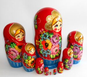 GIANT Ksenia in red huge 10-set nesting Doll Babooshki s