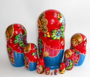 GIANT Ksenia in red huge 10-set nesting Doll Babooshki s