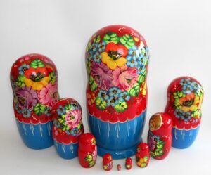 GIANT Ksenia in red huge 10-set nesting Doll Babooshki s