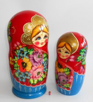 GIANT Ksenia in red huge 10-set nesting Doll Babooshki s