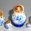 MINI Olga in white & blue dress TINY Babushka Matryoshka nesting Doll Babooshki Babushkas