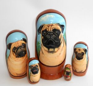 Pug doggy Babushka Matryoshka nesting Doll Babooshki Babushkas