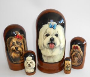 Maltese doggy Babushka Matryoshka nesting Doll Babooshki Babushkas