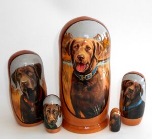 Pointer doggy Babushka Matryoshka nesting Doll Babooshki Babushkas