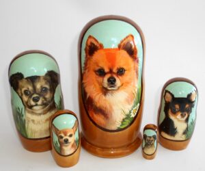Small doggies Babushka Matryoshka nesting Doll Babooshki Babushkas