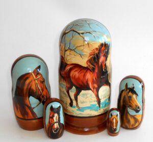 Chestnut horse Horsy II Babushka Matryoshka nesting Doll  Babooshki Babushkas