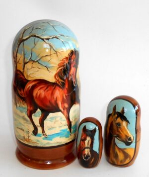 Chestnut horse Horsy II nesting Doll Babooshki s