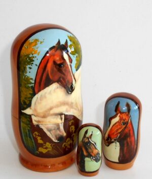 Two Horses small nesting Doll Babooshki s