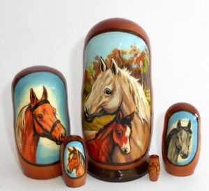 Horsy with foal small Babushka Matryoshka nesting Doll Babooshki Babushkas