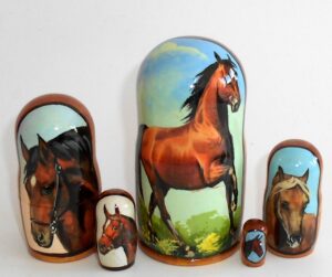 Galloping Horsy small Babushka Matryoshka nesting Doll Babooshki Babushkas