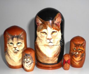 Ginger kitty small Babushka Matryoshka nesting Doll Babooshki Babushkas