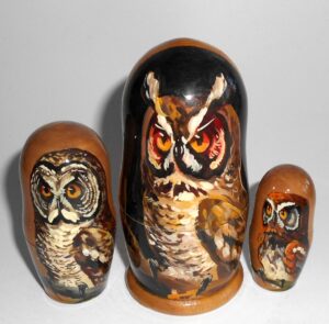 Owl brown small nesting Doll Babooshki s