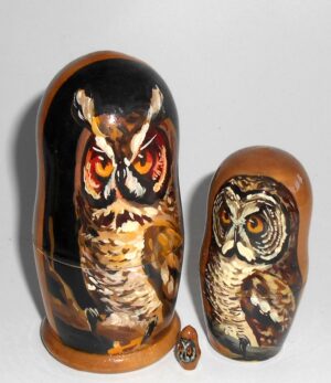 Owl brown small nesting Doll Babooshki s