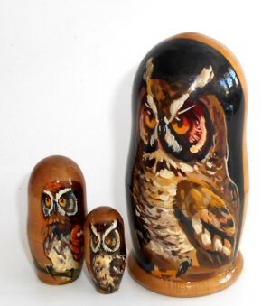 Owl brown small nesting Doll Babooshki s