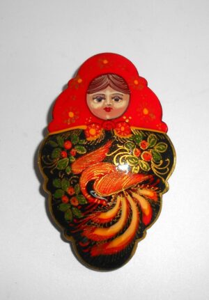 Hairclip "Firebird" red scarf Babushka Matryoshka Babooshki Babushkas