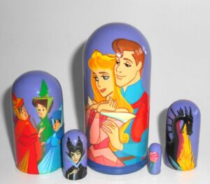 Sleeping Beauty small Babushka matryoshka nesting doll Babooshki Babushkas