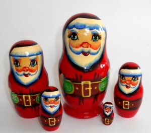 Santa in dark red medium nesting Doll Babooshki s