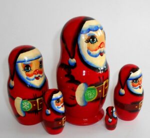 Santa in dark red medium nesting Doll Babooshki s