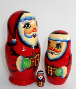 Santa in dark red medium nesting Doll Babooshki s