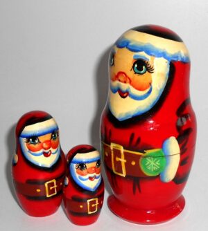 Santa in dark red medium nesting Doll Babooshki s