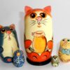 Red Cat with Jar nesting Doll Babooshki s