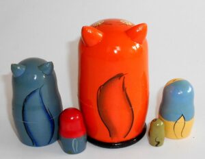 Red Cat with drum nesting Doll Babooshki s