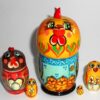 SMALL Chicken Funny Choock Rooster in blue shirt Babushka Matryoshka nesting Doll Babooshki Babushkas