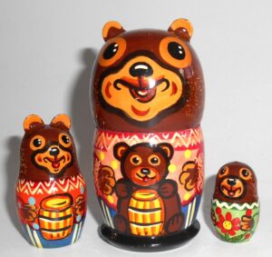 Funny Brown Bear red short nesting Doll Babooshki s