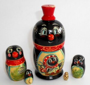 Funny Penguin red hat II Babushka Matryoshka nesting Doll Babooshki Babushkas