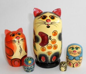 Funny Money Cat Babushka Matryoshka nesting Doll Babooshki Babushkas