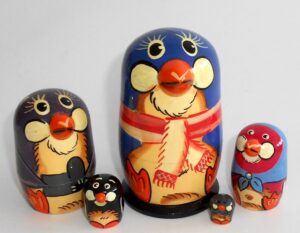 Funny Penguin in scarf Babushka Matryoshka nesting Doll Babooshki Babushkas
