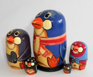 Funny Penguin in scarf nesting Doll Babooshki s