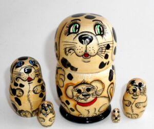 Funny Dalmatian in scarf Babushka Matryoshka nesting Doll Babooshki Babushkas
