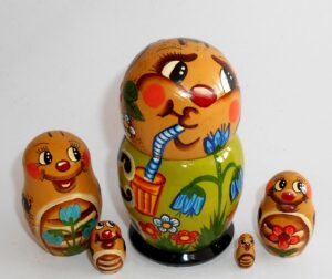 Funny Lady Bug in green Babushka Matryoshka nesting Doll Babooshki Babushkas