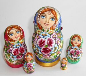Kira blue dress small Babushka Matryoshka nesting Doll Babooshki Babushkas