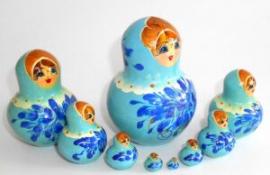 Girl in light blue dress 9-set nesting Doll Babooshki s