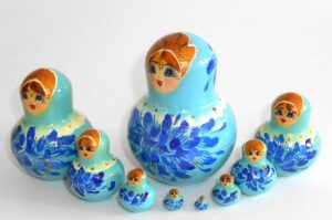 Girl in light blue dress 9-set nesting Doll Babooshki s