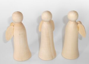 DIY set of 3 angels11 cm high raw plain unpainted Unfinished Montessori BLANK