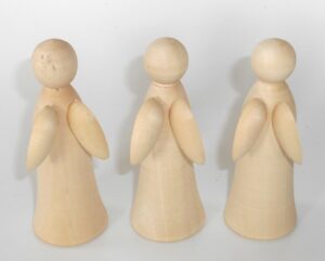 DIY set of 3 angels11 cm high raw plain unpainted Unfinished Montessori BLANK - 2