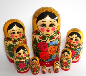XLarge Semenov yellow scarf 9-set Babushka Matryoshka nesting Doll Babooshki Babushkas Classic Village Traditional